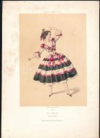 cca 1890-1900 Théatre de lOpéra Comique - Une Danseuse dans Don Pedro. Színes litográfia, papír, jelzett (Lith. Godard, Paris). A lap széle foltos, lapméret: 29,5x21 cm
