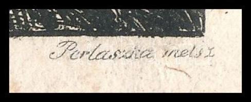 1836 Perlaszka Domokos (1801-1846): Mehádia (Románia) látképe. Rézmetszet, papír, jelzett a metszete...