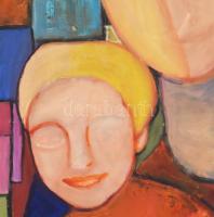 V. Tóth Éva (1964-): Anyával. Olaj, farost. Jelzett. Hátoldalán autográf felirattal. Fakeretben. 50x...