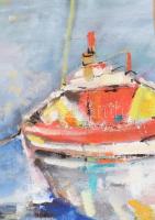 V. Tóth Éva (1964-): Vízen. Olaj, vászon. Jelzett. Hátoldalán autográf felirattal. 40x40 cm