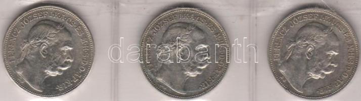 1912, 1913, 1914 R! 2K ezüst 3 kül.db T:2/2-