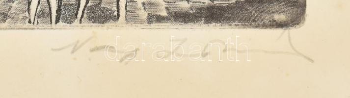 Nagy Zoltán (1916-1987): Tüntetés a Petőfi-szobornál 1942. március 15-én. Rézkarc, papír, jelzett. K...