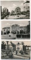 Tatabánya - 8 db MODERN város képeslap: új lakóházak, Újváros, Népház, élelmiszerbolt, strand, Halás...