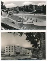 Tatabánya - 8 db MODERN város képeslap: új lakóházak, Újváros, Népház, élelmiszerbolt, strand, Halás...