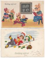 15 db RÉGI főleg újévi és karácsonyi üdvözlő képeslap vegyes minőségben, lithok / 15 pre-1945 mostly...