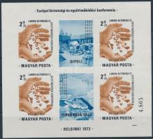 1973 Helsinki vágott blokk (25.000) (ráncok) / Mi 99 imperforate block (creases)