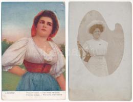 15 db RÉGI hölgy motívum képeslap vegyes minőségben / 15 pre-1945 lady motive postcards in mixed qua...