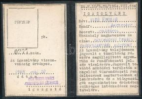 1965 Tűzoltó-egyenruha viselésére jogosító igazolvány