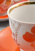 Orosz teás készlet. Pótolt kiöntővel, kézzel festett, jelzett, kopással