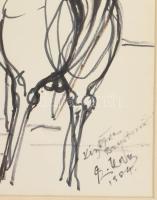 Olvashatatlan jelzéssel: Ló a vízparton, 1984. Filctoll, papír. Kiss Dénes (1936-2013) József Attila...
