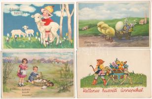 15 db RÉGI húsvéti üdvözlő motívum képeslap vegyes minőségben / 15 pre-1945 Easter greeting motive postcards in mixed quality