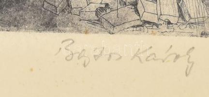 Bojtos Károly (1936-2011): Budapest felszabadulása. Rézkarc, papír, jelzett. A lap széle kissé folto...