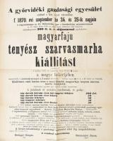 1870 Győri tényészszarvasmarha kiállítás nagyalakú hirdetménye