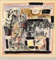 Tardi Kovács Sándor (1938-2013): Felhő és napsütés, 1984. Vegyes technika, papír, jelzett. Hátoldalán a művész bélyegzőjével. Üvegezett fakeretben. 31,5x31,5 cm