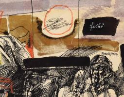 Tardi Kovács Sándor (1938-2013): Felhő és napsütés, 1984. Vegyes technika, papír, jelzett. Hátoldalá...