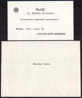 1991 A Magyar Rádió nívódíja Bőzsöny Ferenc (1931-2018) előadóművész, a Magyar Rádió főbemondója rés...