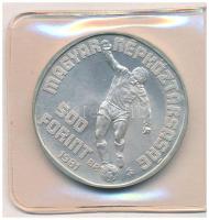 1981. 500Ft Ag "Labdarúgó Világbajnokság 1982" műbőr tokban T:BU patina Adamo EM65