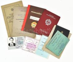 1933-1988 Vegyes igazolványok (közte MABÉOSZ tagsági igazolvány, fényképes útlevél), össz. 10 db