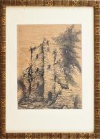 Sz (?) jelzéssel, XIX. sz. vége/XX. sz eleje: Rom. Tus, papír. Kissé sérült. Üvegezett, kissé sérült...