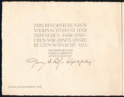 1938 A Krupp művek üdvözlőlapja, rajta nagy méretű ágyút ábrázoló rézkarccal.