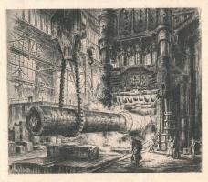 1938 A Krupp művek üdvözlőlapja, rajta nagy méretű ágyút ábrázoló rézkarccal