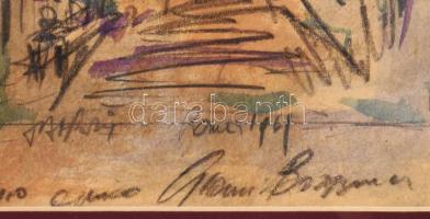 Olvashatatlan jelzéssel: Róma, spanyol lépcső, 1960-as évek. Vegyes technika, papír. Üvegezett faker...