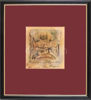 Olvashatatlan jelzéssel: Róma, spanyol lépcső, 1960-as évek. Vegyes technika, papír. Üvegezett faker...