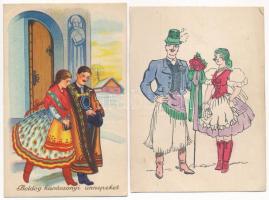 9 db RÉGI magyar népviseletes képeslap vegyes minőségben / 9 pre-1945 Hungarian folklore postcards in mixed quality