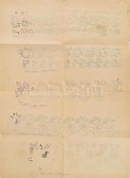 Hímzésminta-rajzok, füzetben + egy külön lapon, változó állapotban