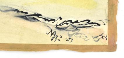 Nagy Lajos (1956-): Vízparti táj, 1983. Akvarell, papír, jelezve jobbra lent. Lap szélén paszpartuzá...