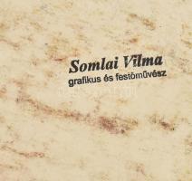 Somlai Vilma (1938-2007): Táj boglyákkal. Vegyes technika, papír, jelzett a hátoldalán a művész pecs...