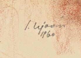 Ujváry Lajos (1925-2006): Hölgy portréja, 1960. Vegyes technika, papír, jelzett, lap széle kissé sér...