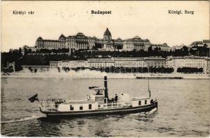 1914 Budapest I. Királyi vár, gőzhajó (EK)