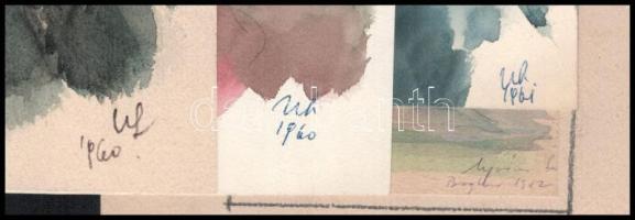 Ujváry Lajos (1925-2006), 5 db mű: Portrék és griff. Vegyes technika, papír, jelzett. 9x8 és 19x15,5...