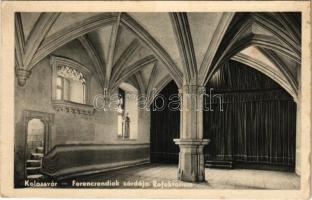 Kolozsvár, Cluj; Ferencrendiek zárdája, belső, refektorium. Filantik reklám a hátoldalon / nunnery interior (fl)