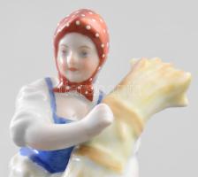 Herendi rőzsehordó nő. Jelzett, kézzel festett, hibátlan, m: 13,5 cm