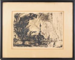 Aba-Novák Vilmos (1894-1941): Aratás. Rézkarc, papír, jelzett, számozott (67), üvegezett fakeretben,...