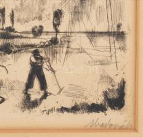 Aba-Novák Vilmos (1894-1941): Aratás. Rézkarc, papír, jelzett, számozott (67), üvegezett fakeretben,...