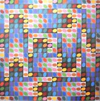 Vasarely Victor (1908-1997): Színes op-art kompozíció. Ofszet nyomat, papír. Jelzés nélkül. Lapszéli...