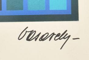 Vasarely Victor (1908-1997): Oetvoes. Ofszet nyomat, papír. Jelzett a nyomat alatt nyomtatva. Sarkai...