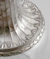 Kristály italos dugós üveg, ezüstözött fém szerelékkel, jelzett, pattogzással, m: 23,5 cm