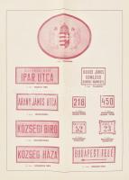 1930 Magyar Fémlemezipar rt reklám nyomtatvány, utcatáblák, címeres táblák képeivel