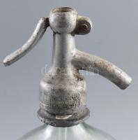 Régi szódásüveg, "Balogh Sándor szikvízüzeme, Királd", jelzett ón fejjel, korának megfelel...