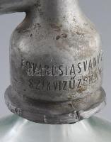 Régi szódásüveg, "Balogh Sándor szikvízüzeme, Királd", jelzett ón fejjel, korának megfelel...