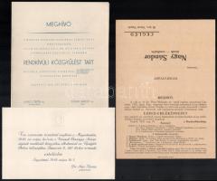 cca 1930 9 db meghívó: Turul szövetség. Világháborús hősi emlékmű avatás, egyetemi, stb