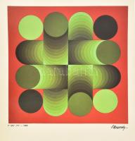 Vasarely Victor (1908-1997): YV. Ofszet nyomat, papír. Jelzett a nyomat alatt nyomtatva. Sarkaiban kartonra rögzítve, 36x36 cm.