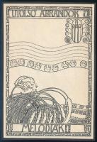 1908 Kozma Lajos (1884-1948): "Utolsó ábrándok - Meliódiák", klisé, papír, kartonra kasírozva, jelzett a dúcon, 16,5x11 cm