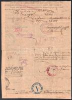 1919 Csót, hazatért hadifogoly leszerelőlapja, számos bélyegzéssel és aláírással + 1896 Kisszentmikl...