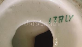 Olasz porcelán nő figura, ragasztott, sérült, m: 14 cm