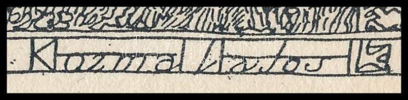 cca 1908 Kozma Lajos (1884-1948): "Lapis Refugii - Lakóház délkeletről", fametszet, papír ...